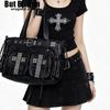 Subculture Girl Harajuku Bling One Shoulder Handbag Punk Cross Studded Black Tote Bag Streetwear Gothic Lolita Handbag