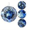 Metal Wind Spinner 2D Blue Tiger Design Hanging Decor for Garden Yard Balcony Outdoor Decoration No Battery Needed