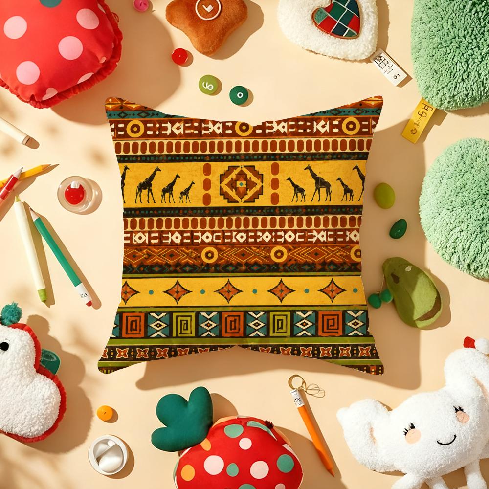Ethnic Retro Bohemian Cushion Cover Soft Short Plush DoubleSided Printing Home Decor Machine Washable Pillow Case Gift