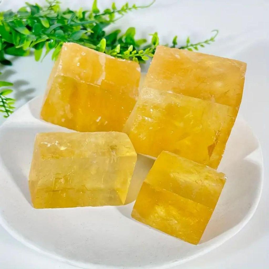 Yellow Iceland Spar Calcite Crystal: Natural Specimen & Collectible Ornament.