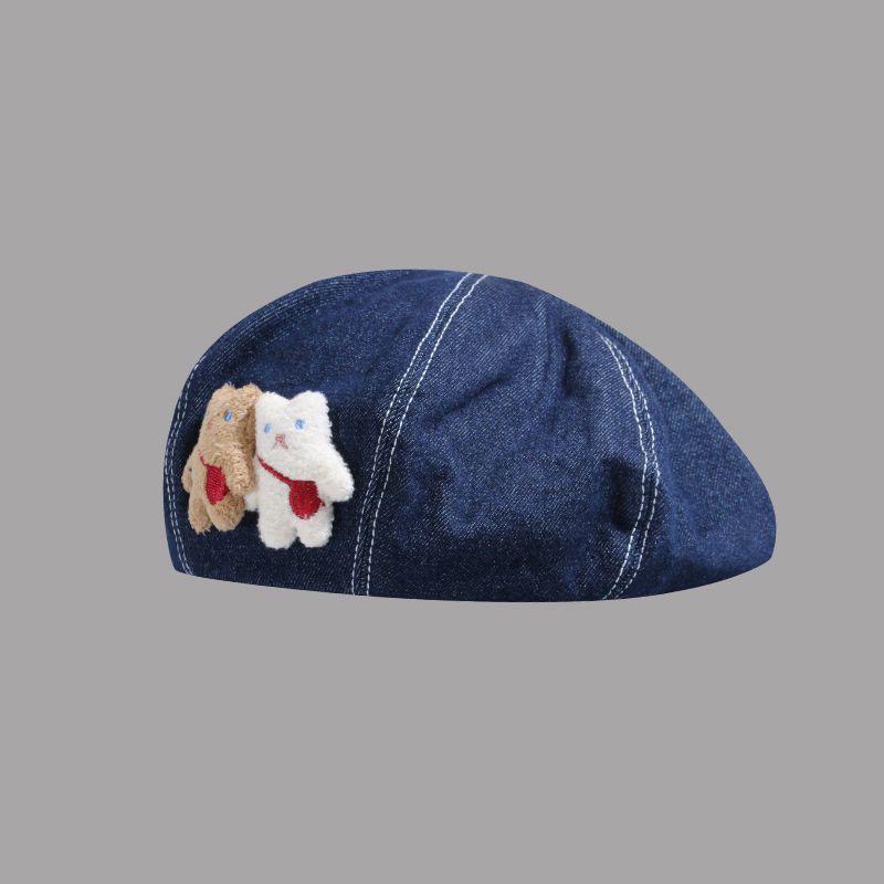 

1 шт. Милый мультяшный берет с медведем, Универсальная ковбойская шляпа художника, Женский многофункциональный берет