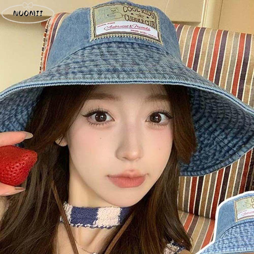 Sunshade Denim Bucket Hats Lightweight Wide-Brimmed Retro Fisherman Hat Soft Blue Sun Protection Basin Cap Spring