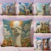 Alpaca Cute Cushion Cover Natural Linen Pillow Case DoubleSided Print Decorative Sofa Pillowcase Home Decor Gift