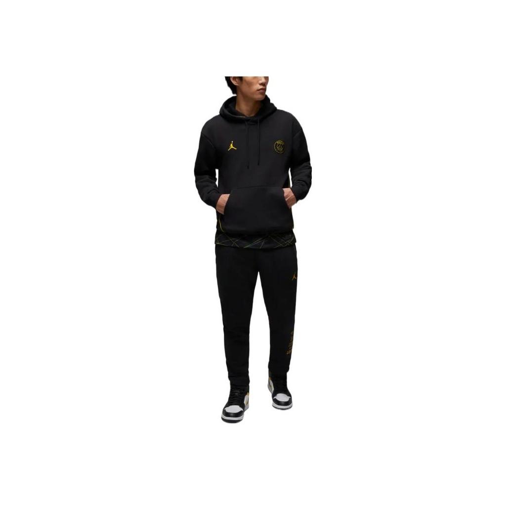 Jordan X Paříž Saint-Germain Fleecové kalhoty (Velikost Asie) Černá/Tour Yellow Pánská Streetwear DV0622-010