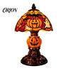 Decorative Resin Lamp Halloween Vintage Table Lamp, Retro Pumpkin Skeleton Black Cat Warm Yellow Atmosphere Light Night Light, Gothic Bedside