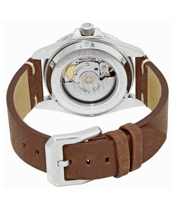 Mathey-Tissot Vintage Leather Strap Black Dial Automatic H900ATLR 100M Men's Watch
