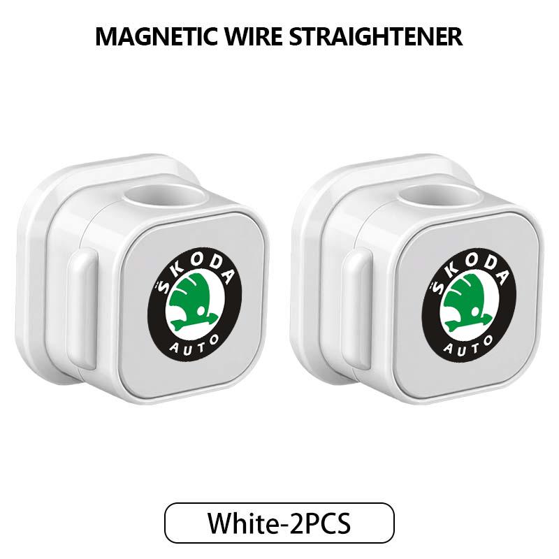 Lhwqr2 For Skoda Magnetic Protector Cable Clip Organizer USB Charger Cable Holder Cable Management Kodiaq Fabia Kamiq Karoq Octavia 2 3