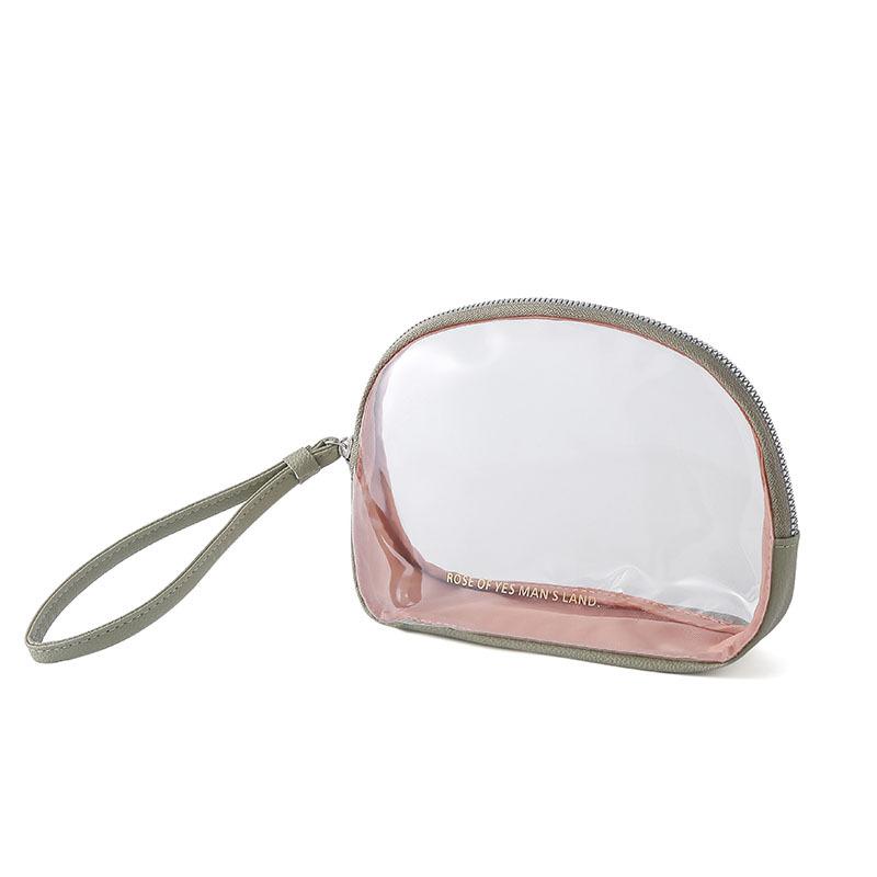 

Новая модель 2025 года, Портативная, Прозрачная, Полукруглая косметичка, Материал ПВХ, Сумка для хранения косметики, Водонепроницаемая дорожная сумка для умывальных принадлежностей зелёный