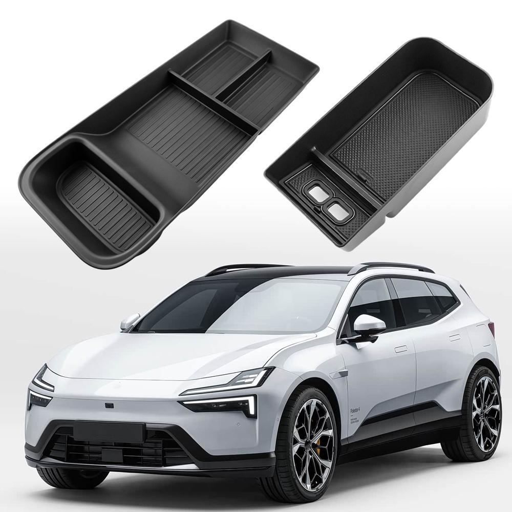 Car Center Console Lower Layer Storage Box for Polestar 4 2023 2024 2025 Armrest Tray Organizer Plate Container Accessories
