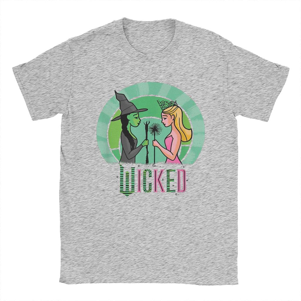 Wicked Glinda & Elphaba Sketched T Shirts Men 100% Cotton Cool T-Shirt Round Collar Movie Tee Short Sleeve Clothing Plus Size