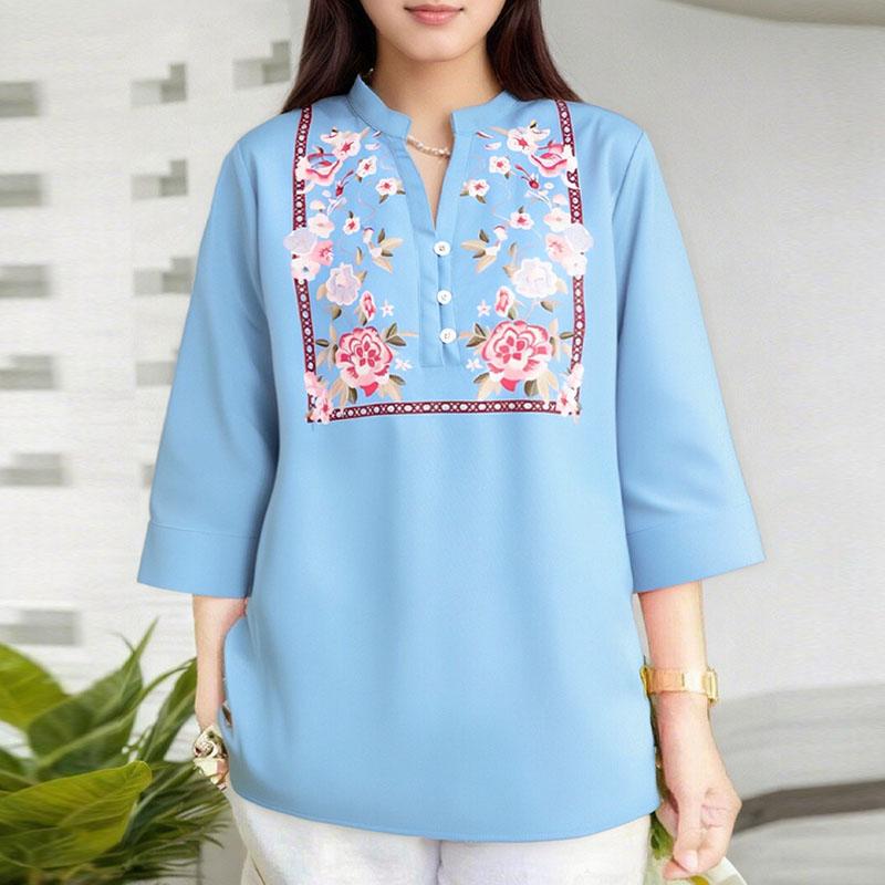 

ZANZEA Women Floral Print Casual 3/4 Sleeve Blouse