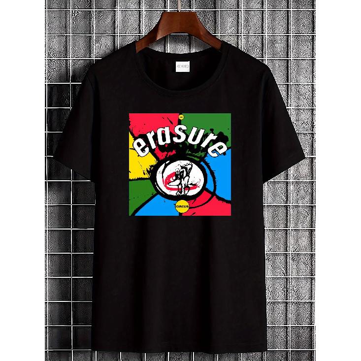 Erasure The Circus Band T-Shirt - White Retro 80s Music Tee with Logo & Song Titles, Unisex S-5XL, Breathable Soft Fabric, Iconic Circus Album Design S чёрный