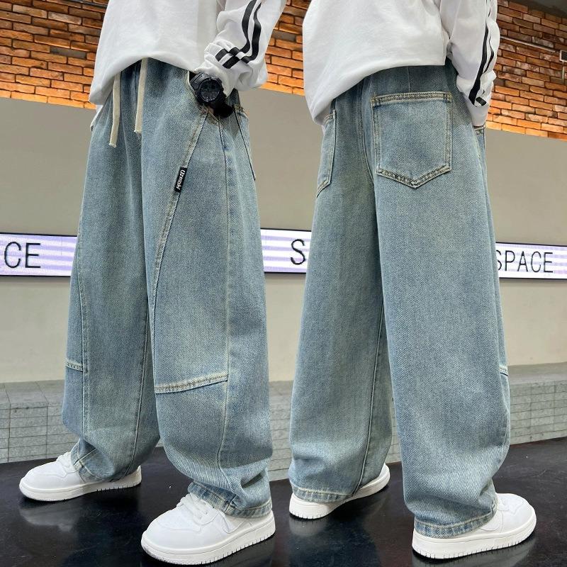 

Boys Scimitar Jeans Spring Summer Children s Wide Leg Pants Medium Older Boys Pants 110cm синий