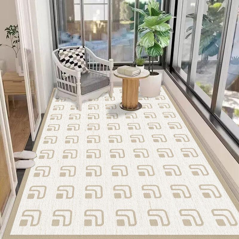 Waterproof and UV-resistant balcony floor mat, full-coverage bay window mat, scrub-friendly entrance carpet, wash-free PVC mat.