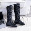 European and American Fashion Boots 2024 New Style Pleated Versatile Inner Increase Anti Slip Sleeve Foot Warm Women's Shoes