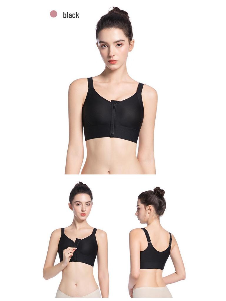 Post-Surgery Breast Augmentation Binder with Front Zipper - Shockproof Support & Side Fat Control Sports Bra