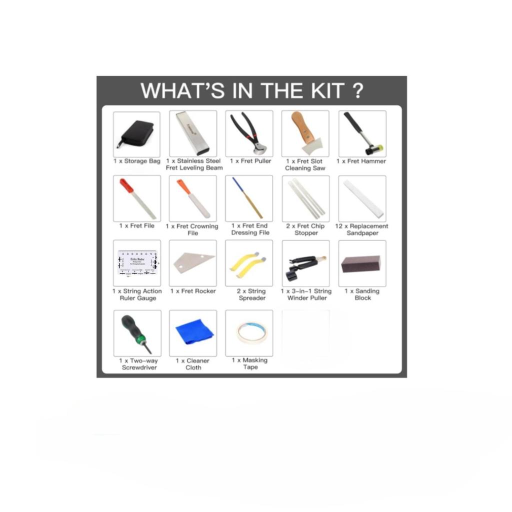31-Piece Guitar Repair Tool Set - Includes Accessories for Guitar and Fret Installation