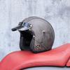 Retro Motorcycle Helmet PU Leather Open 3/4 Chopper Bicycle Helmet CapacetDOT Certification