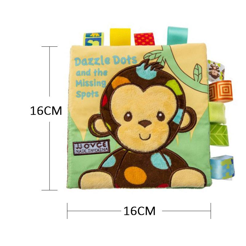 Non-Toxic Animal Style Monkey/Owl/Dog Newborn Baby Toys Learning Educational Kids Cloth Books Cute Infant Baby Fabric Book Ratteles Toy