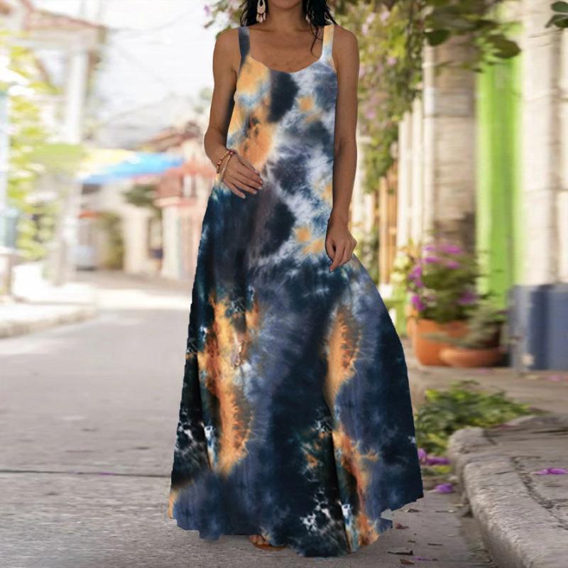 

Жіноча довга сукня без рукавів, довга сукня з рожевими квітами, весна та літо, V-подібний виріз, відпустка, відпустка 8XL темно-сірий колір