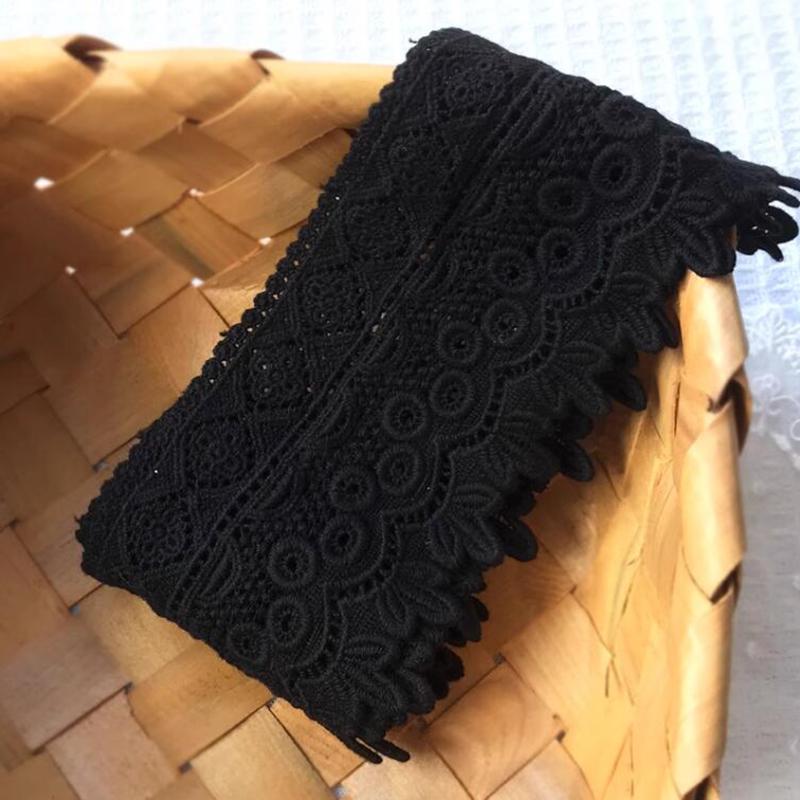 

1 ярд утолщенного хлопкового кружева, вышитое кружево, водорастворимые кружевные аксессуары, ручная работа, украшение для одежды, ширина 9 см чёрный