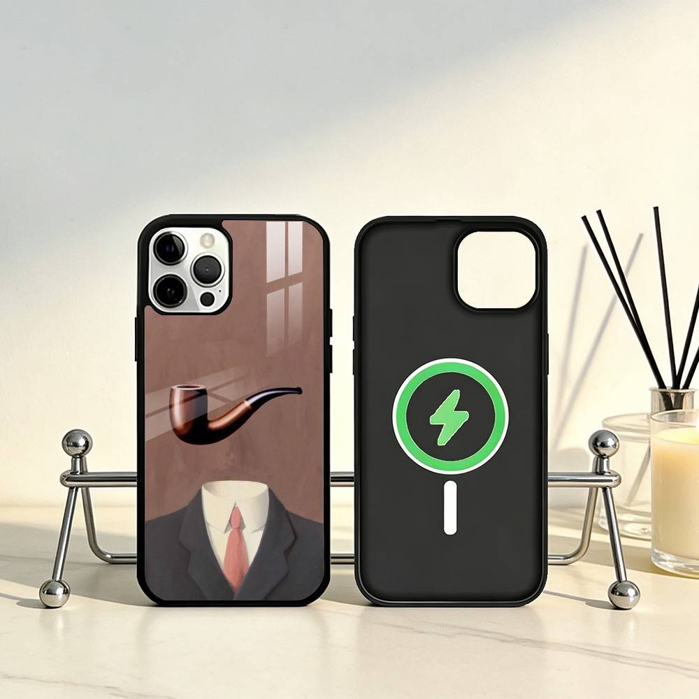 R-Rene M-Magritte Art Phone Case For iPhone17,16,15,14,13,12,11 Plus,Pro Max Magnetic For Magsafe Wireless Charging
