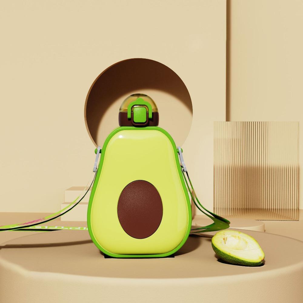 

with Shoulder Strap Avocado Straw Water Bottle 600ML Water Kettle Drinkware Water Jug Student Style A