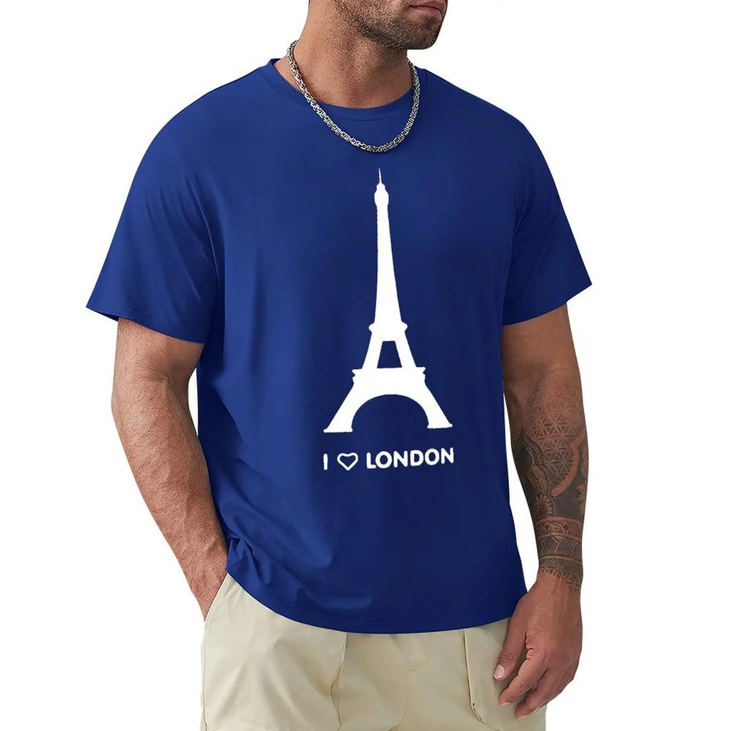I Love London Eiffel Tower Funny Design T Shirt Harajuku Short Sleeve T-shirt 100% Cotton Graphics Tshirt Tops