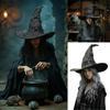 Gothic Halloween Wizard Hat Tall Pointed Cone Top Cosplay Witch Cap  Cosplay Events