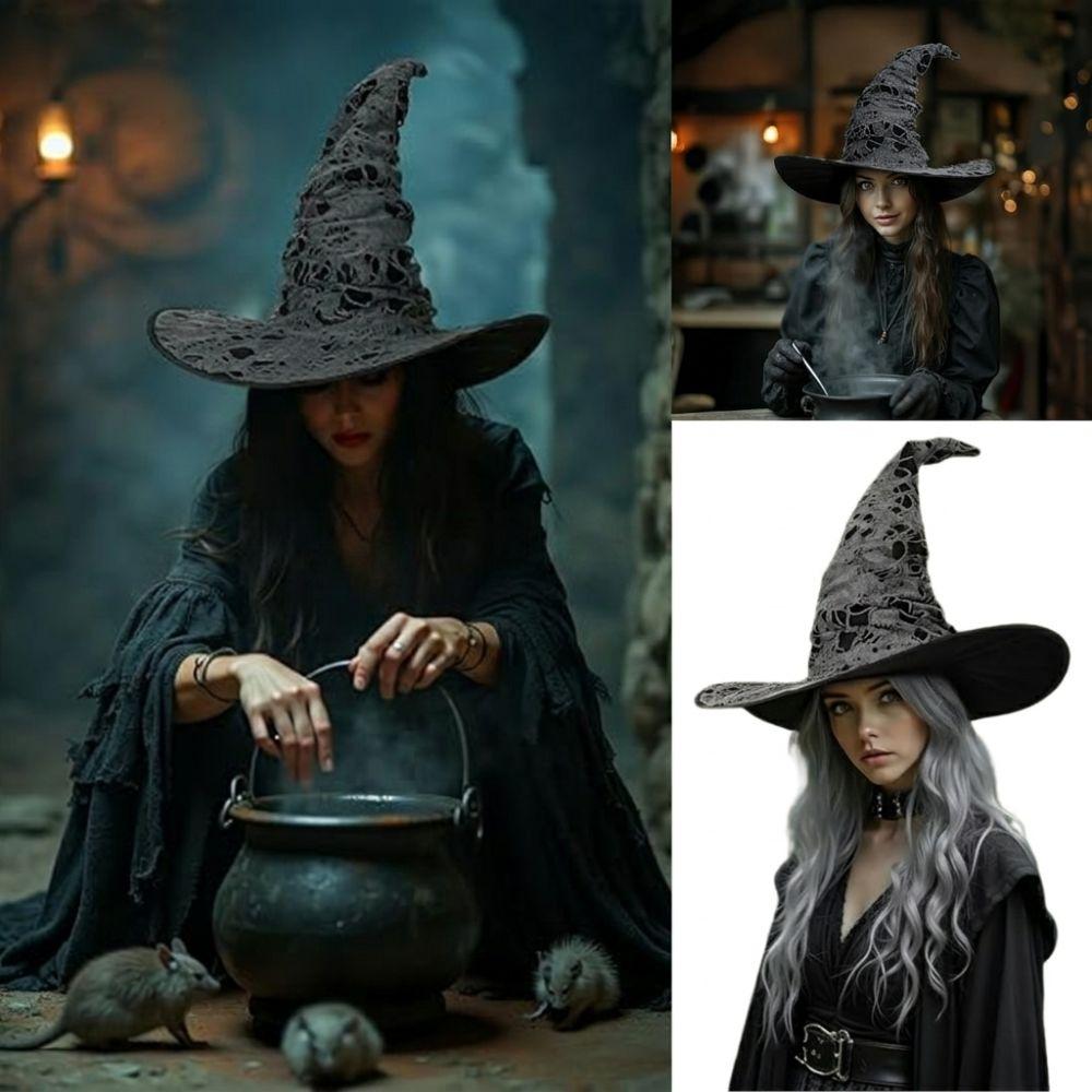 Gothic Halloween Wizard Hat Tall Pointed Cone Top Cosplay Witch Cap Cosplay Events