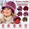 Fleece Lined Peaked Winter Hat Warm Beanie Hat New Earflap Hat Elderly Women