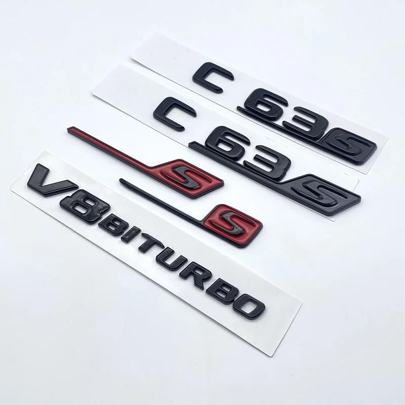 Glossy Black Letters Numbers Emblem C63 C63s V8Biturbo for Mercedes-Benz AMG Car Fender Trunk Rear C205 S205 W205 Logo Sticker