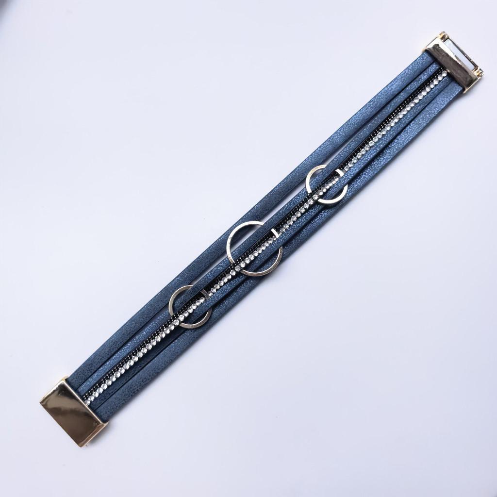 Unisex mehrlagiges Lederarmband mit Magnetschließe und Metallakzenten - Stilvolles, vielseitiges Armband
