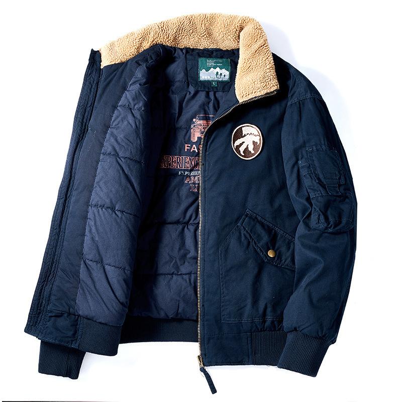 Veste d'hiver rembourrée en coton pour homme, grande taille, col en agneau rembourré, manteau pour homme