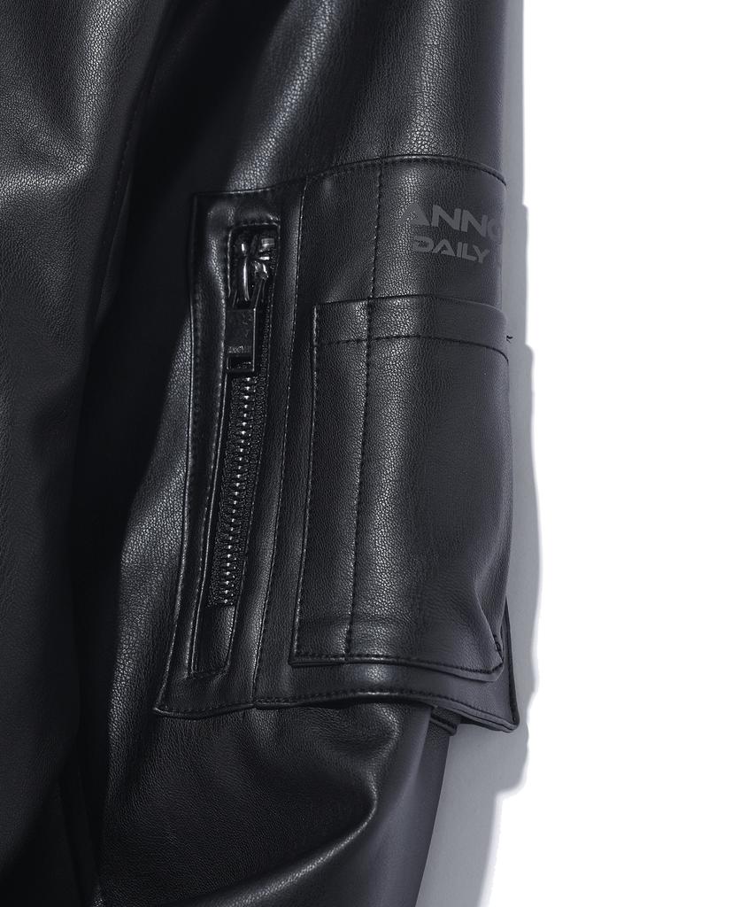 Annoyed Two-Way Aviator Leather Jumper Lq1Ju028_Black