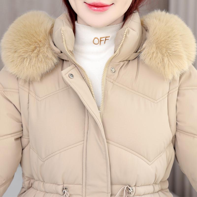 Mode Winter Damen Lange Parkas Kapuze mit Kunstfellkragen Dicke Warme Jacke Abnehmbare Ärmel Damenmäntel