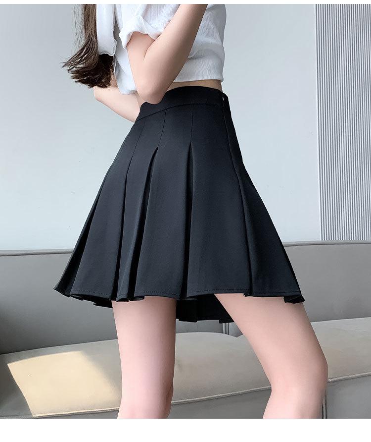 Academy Style Pleated Black Skirt: High Waist, Slimming, Anti-Exposure, Plus Size, Versatile Short Skirt for Autumn and Winter