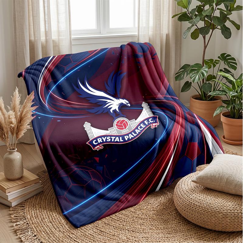 Couverture Flottante en Flanelle Imprimée Football Crystal Palace, Couverture Jetée Douce Chaude Légère pour Canapé Lit Camping
