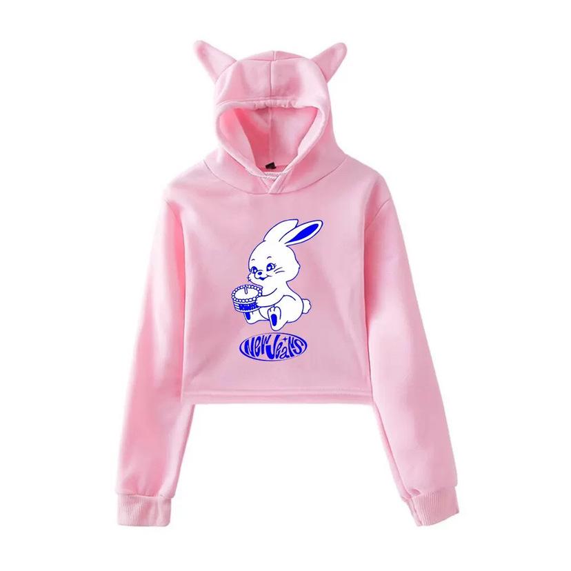 2023 Cartoon Anime Cat Ear Girls' Cropped Hoodie