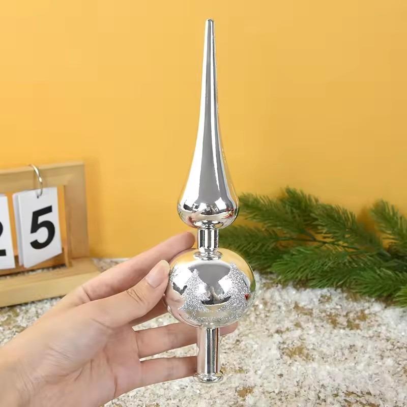 Christmas Tree Topper Gold Ornament - Handicrafts Tip-Shaped Decor, Elegant Home Decoration for Xmas Holiday
