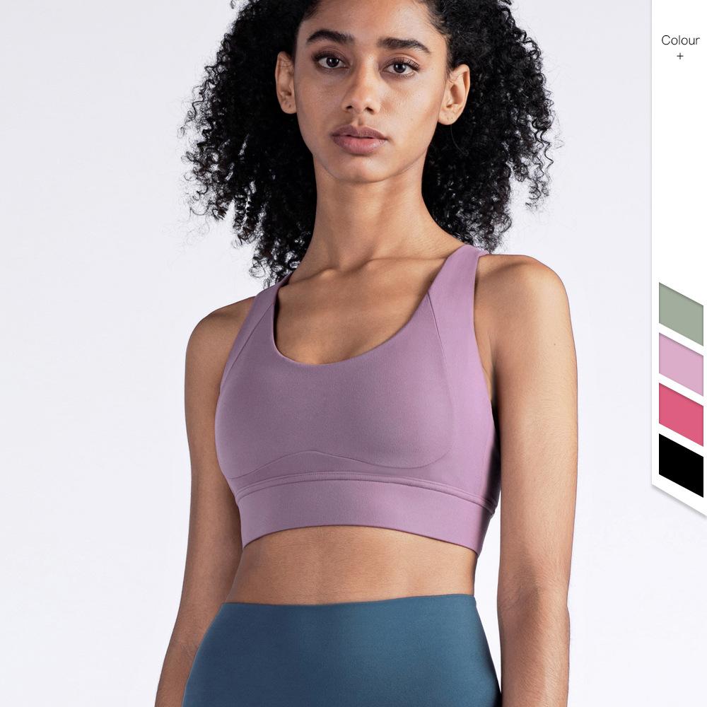 Women's Comfortable Yoga Sports Bra Shockproof Vest with Buckle Beauty Back Fitness Bra Yoga Top