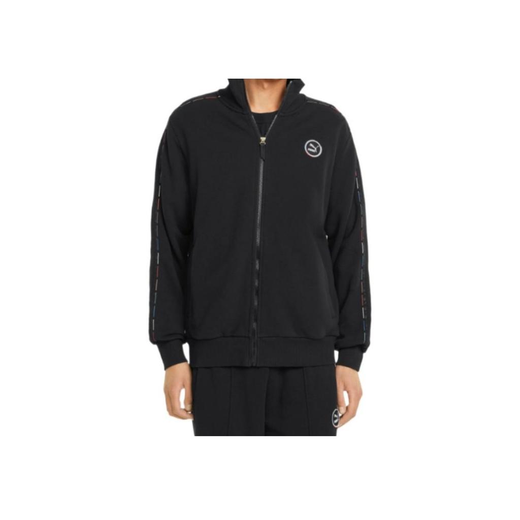 Puma Logo Print Stand Collar Zip-Up Sports Jacket Unisex Outerwear Black 535371-01