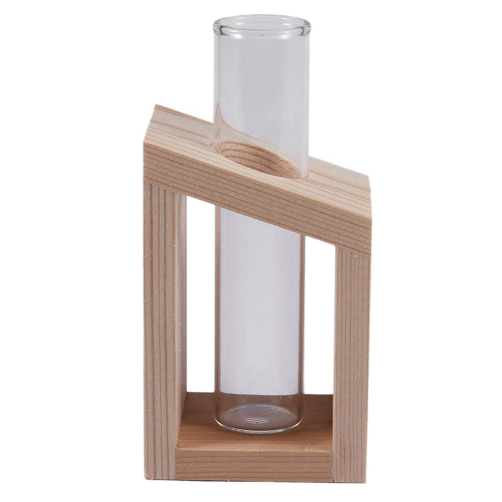 ABUL-5X Crystal Glass Test Tube Vase In Wooden Stand Flower Pots For Hydroponic Plants Home Garden Decoration