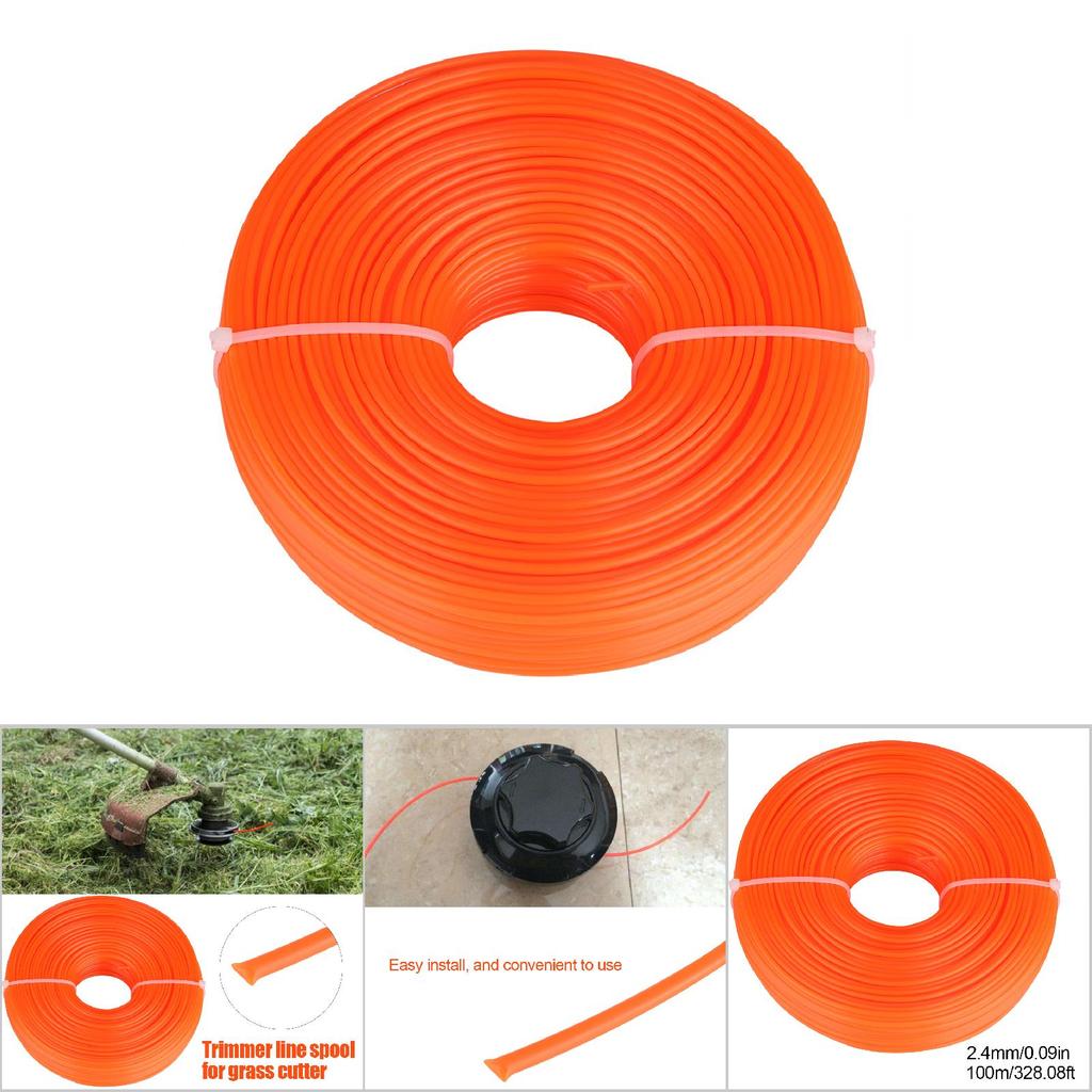 Hilo de Recortadora de 2.4mm Cordón de Nailon Alambre Cuerda Redonda Recortadora de Césped a Gasolina 100m