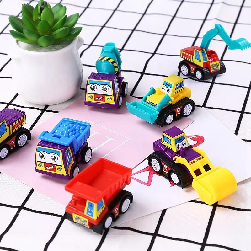 6Pcs/Set Originality Children Mini Pull Back Car Inertia Toy Construction Vehicle Fire Truck Model Set Boys Birthday Gift