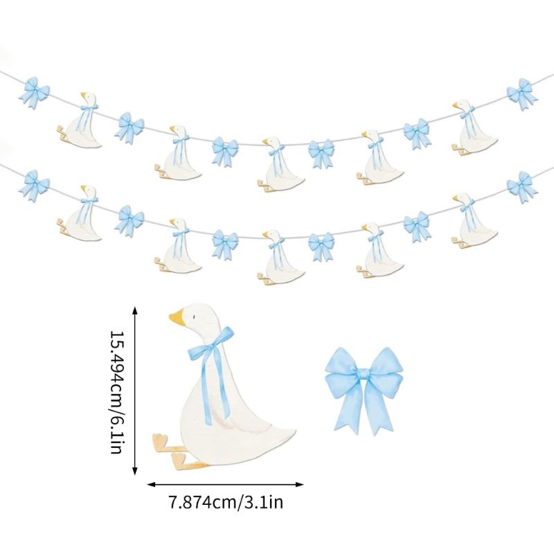 Adorable Geese Birthday Party Streamers Paper Bowknot Geese Bunting Hanging Decoration For Kids Birthday Celebration