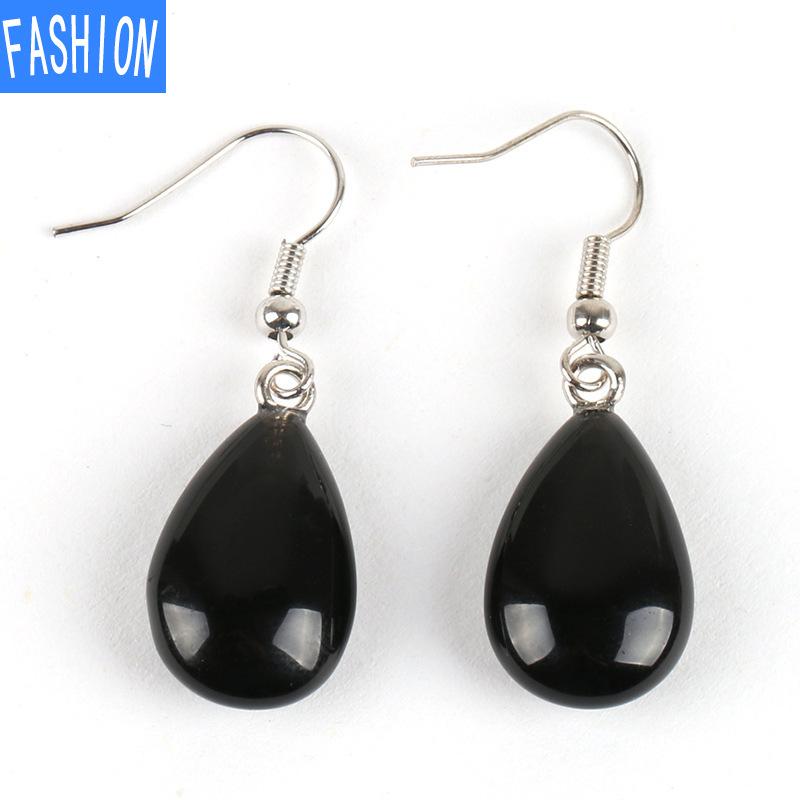

Ювелирные изделия из полированного натурального кристалла, простые плоские серьги в виде капель воды, женские европейские и американские украшения ручной работы blackonyx