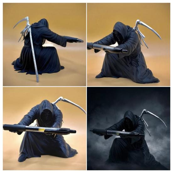 Grim Reaper Pen Holder 3D Printed Gothic Pencil Storage Rack Desktop Organizer for Halloween Home Office Decor