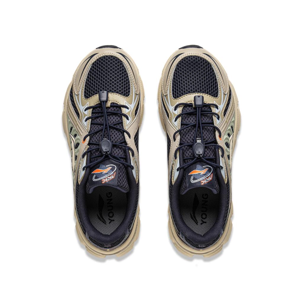 Li Ning YOUNG Sportlife Slip Resistant Cushioning Low Top Kids Lifestyle Shoes Beige Green Kids' YKCV096-1