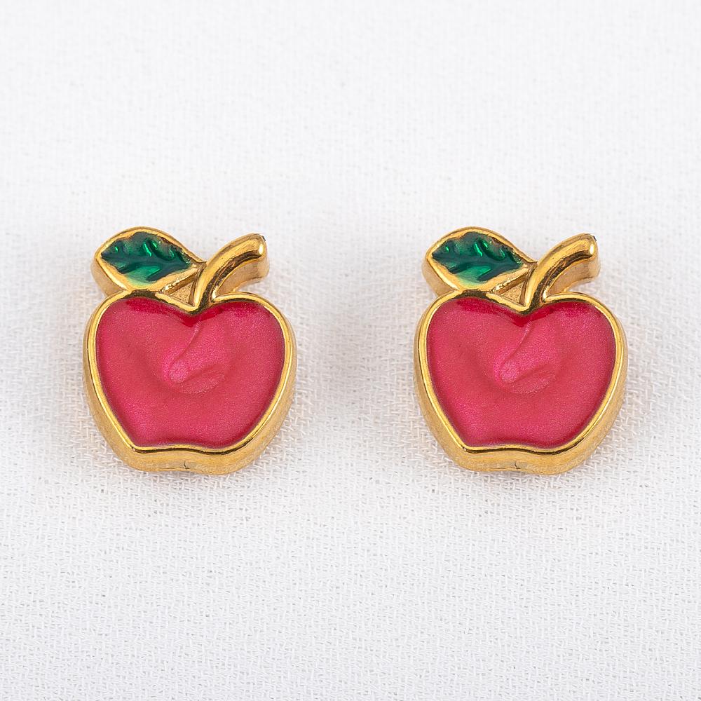 2pcs Stainless Steel Enamel Cute Strawberry Banana Corn Grape Cherry Charms Gold Plated DIY Bracelet Earrings Jewelry Findings